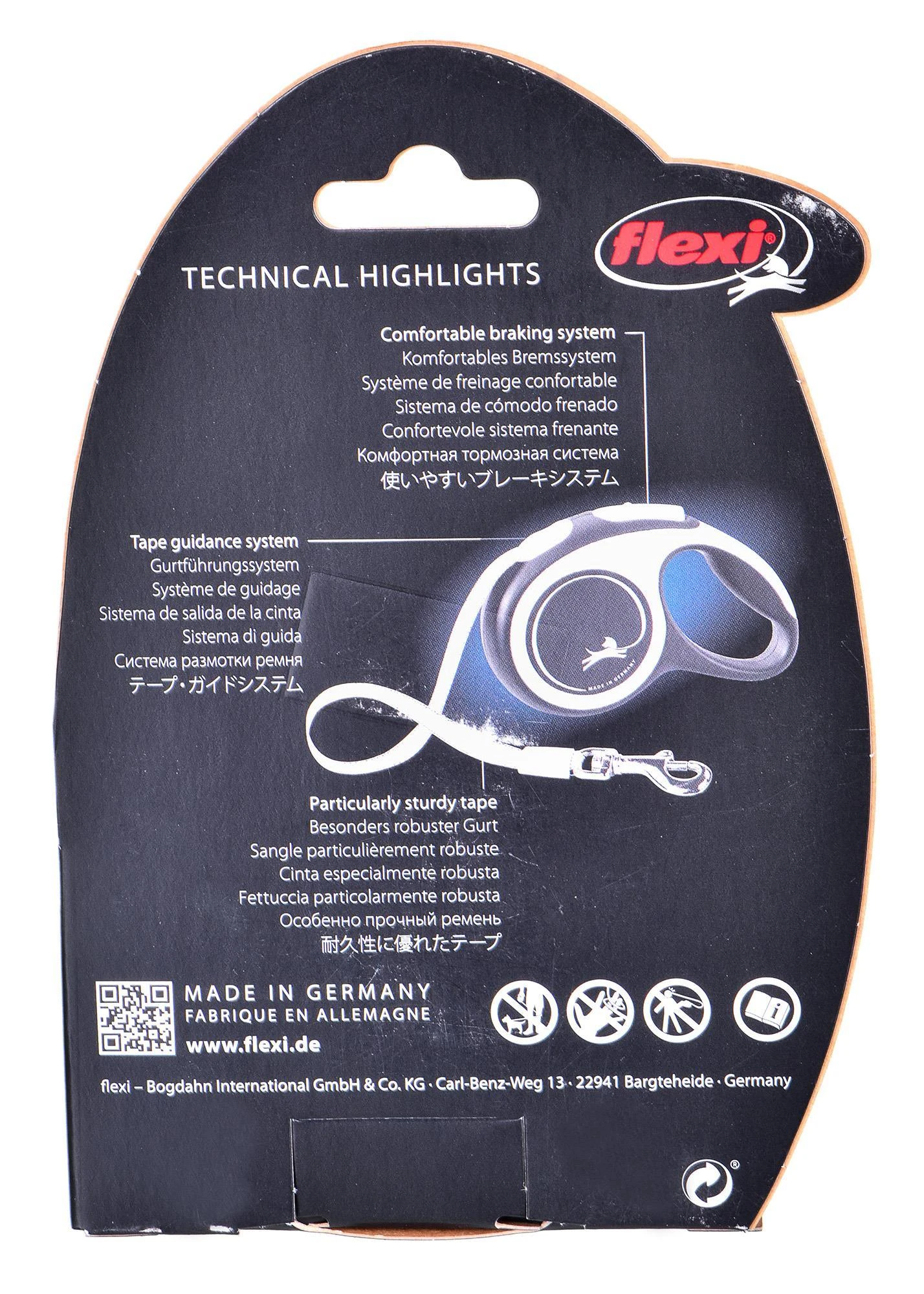 Flexi New Comfort XS pavadėlis šunims iki 12kg juostinis 3m juodos spalvos