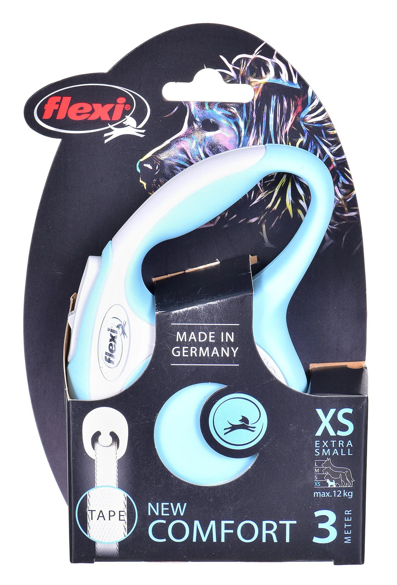 Flexi New Comfort XS pavadėlis šunims iki 12kg juostinis 3m žydros spalvos