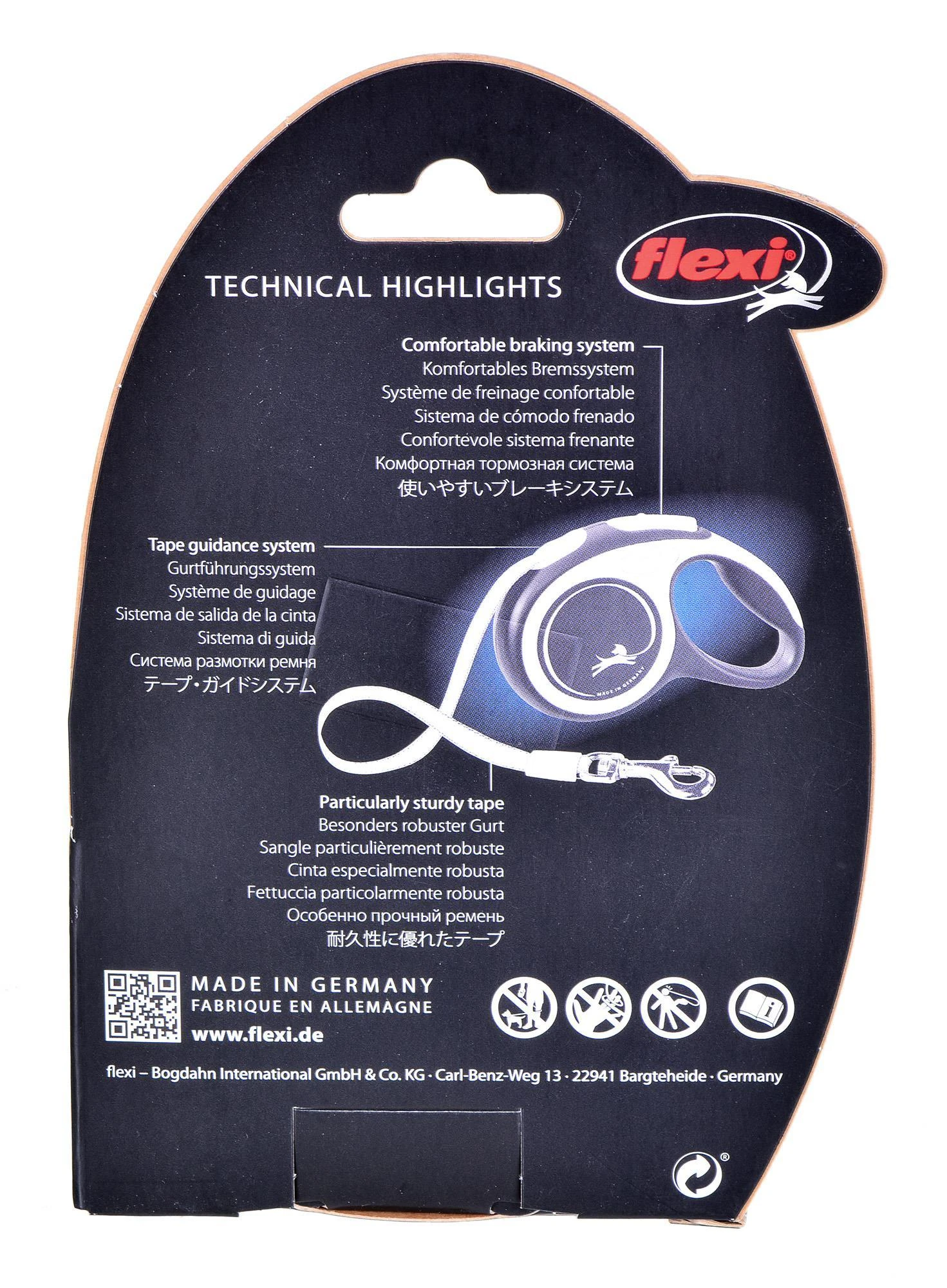 Flexi New Comfort XS pavadėlis šunims iki 12kg juostinis 3m žydros spalvos