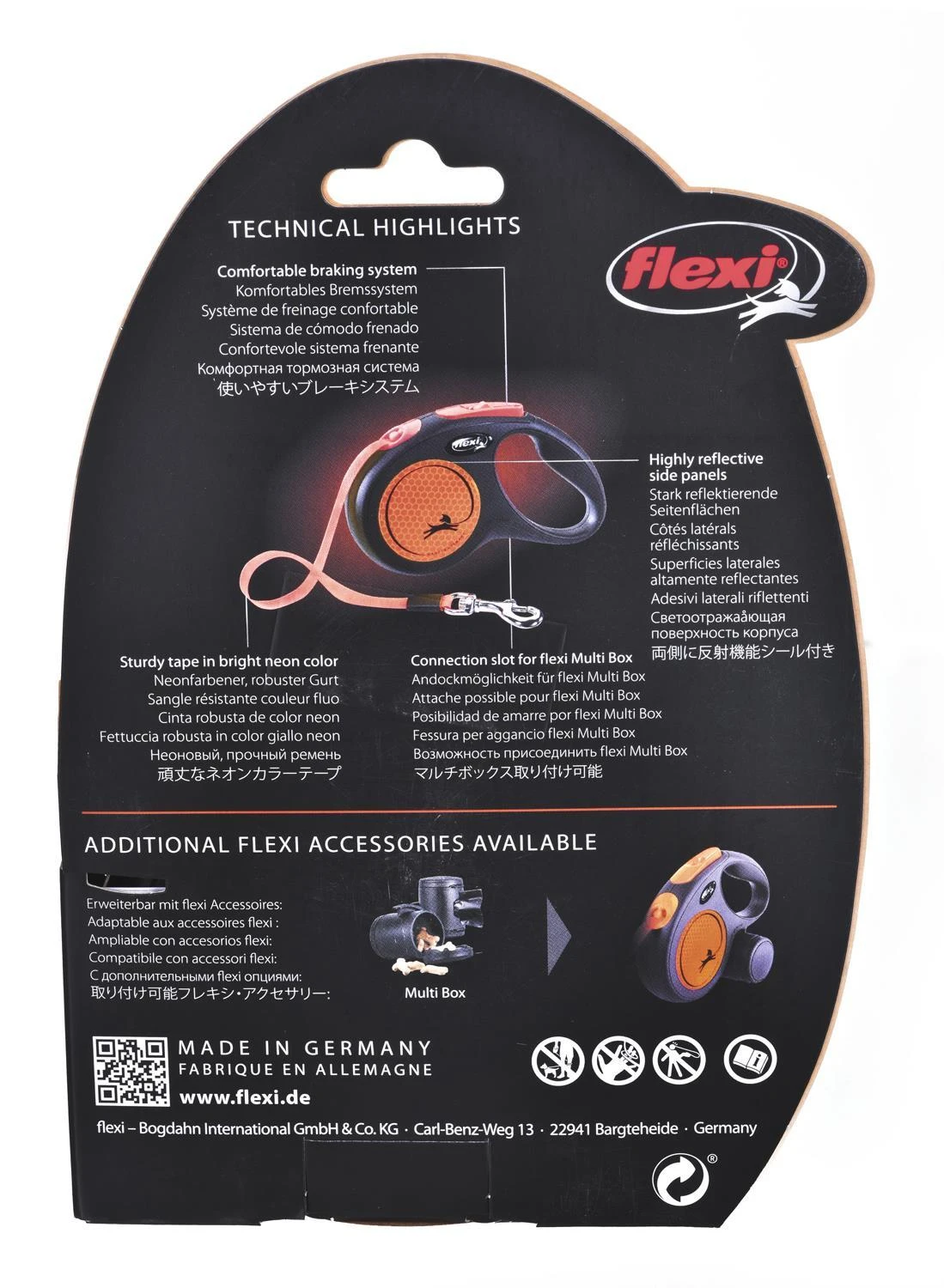 Flexi New Neon M pavadėlis šunims iki 25kg juostinis 5m oranžinės spalvos
