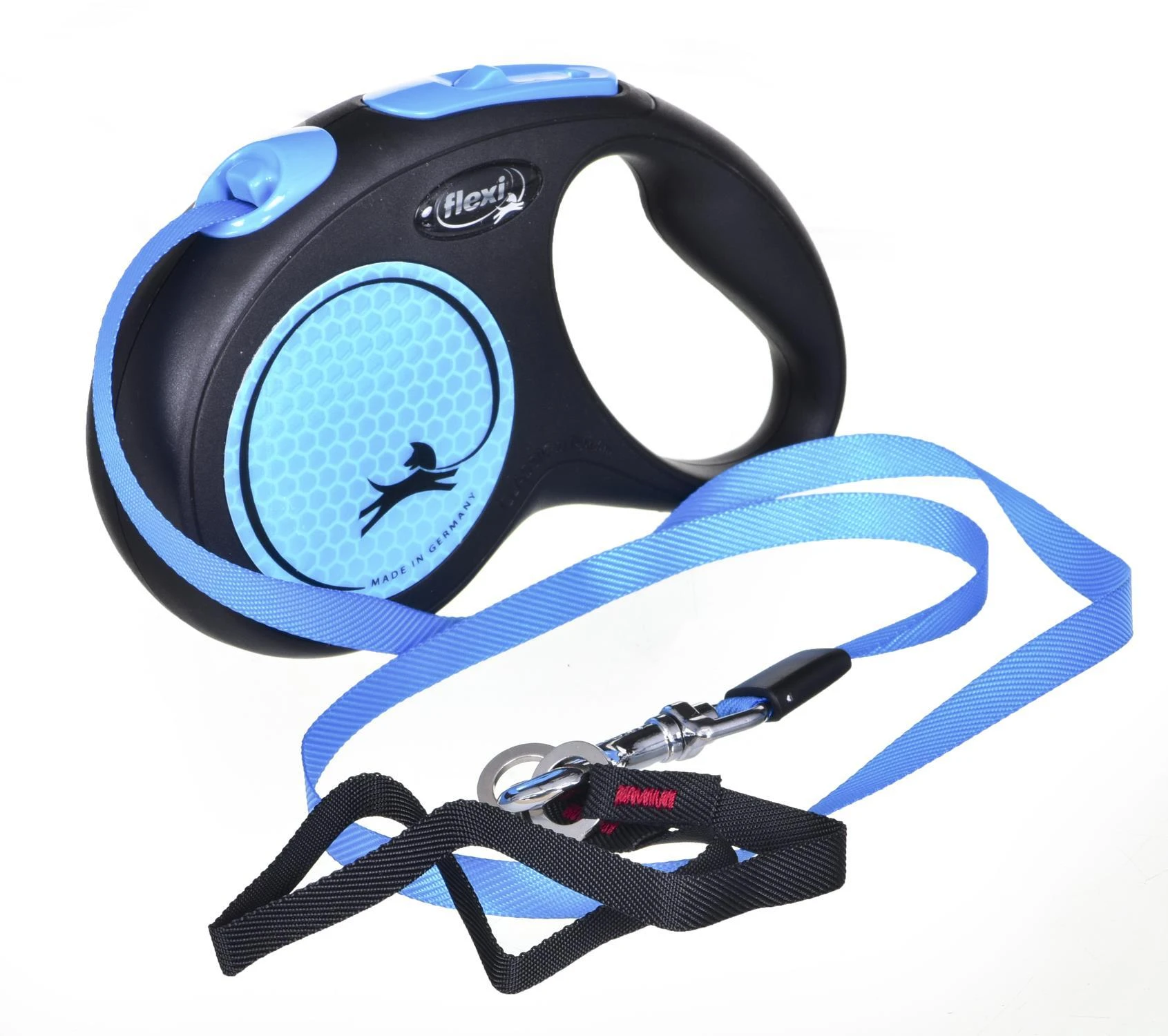 Flexi New Neon S pavadėlis šunims iki 15kg juostinis 5m mėlynos spalvos