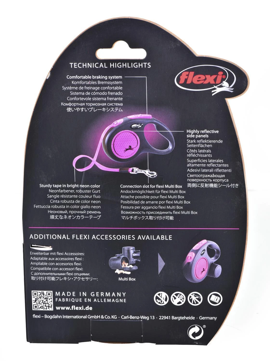 FLEXI New Neon Tape rožinis pavadėlis S-5m iki 15kg