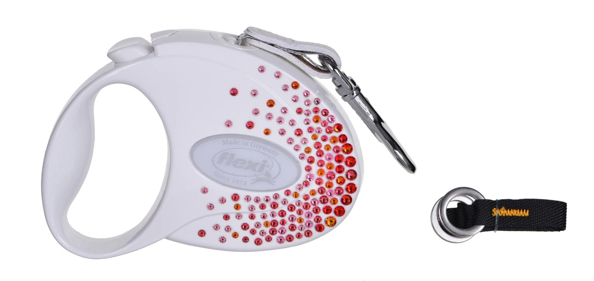 FLEXI Glam Splash Orient su Swarovski kristalais S - Dog Ištraukiamas švinas - 3 m - baltas