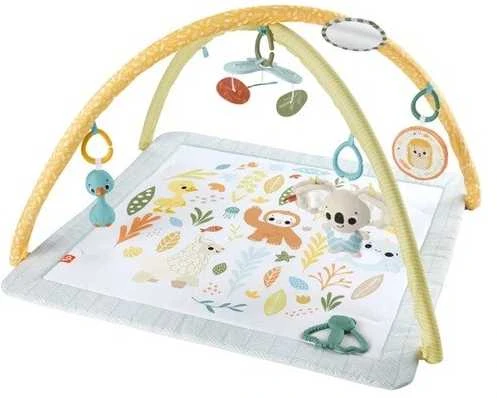 Mattel Fisher-Price Simply Senses naujagimio mankštos kilimėlis su 6 sensoriniais žaisliukais
