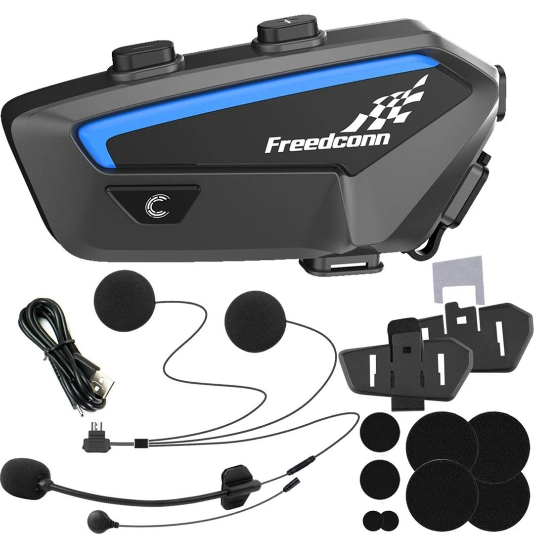 Motociklo Interkomas - FREEDCONN FX Bluetooth 5.0, 2000 m Diapazonas, IP67 Juodas