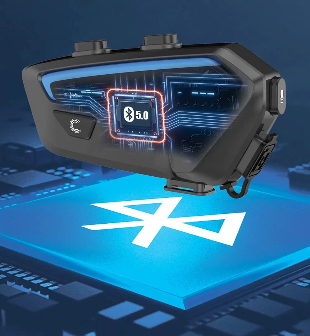 Motociklo Interkomas - FREEDCONN FX Bluetooth 5.0, 2000 m Diapazonas, IP67 Juodas
