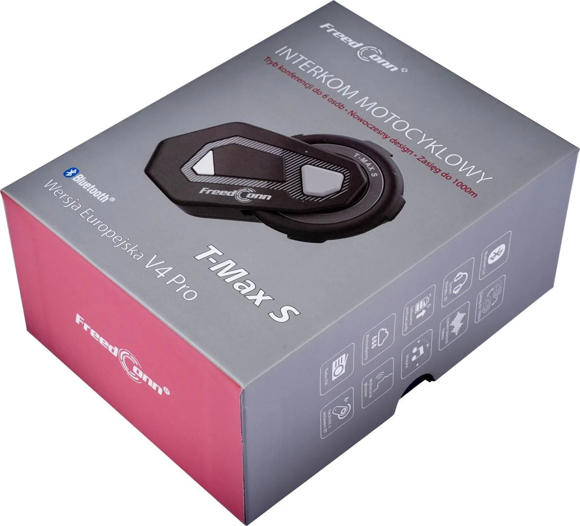 FREEDCONN T-MAX S V4 PRO SINGLE motociklo domofonas Juodas