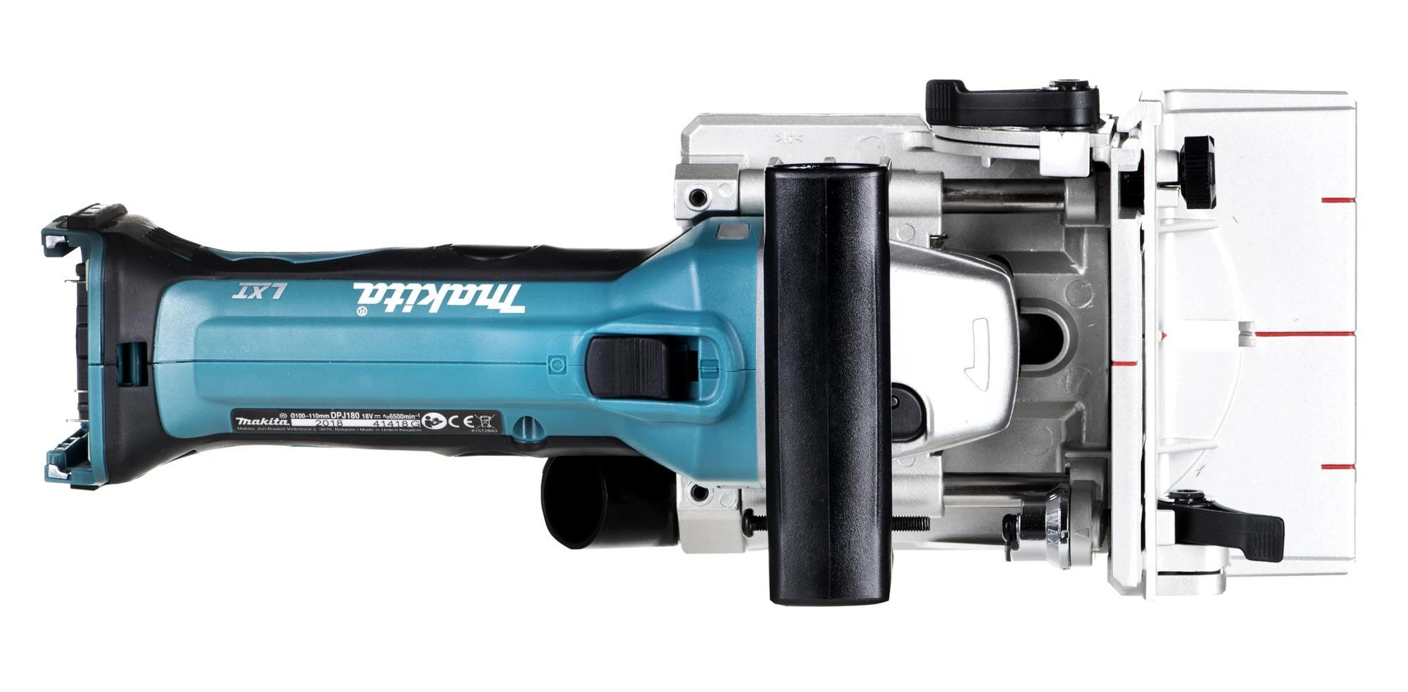 Makita DPJ180Z sujungimų freza, vaizdas iš viršaus