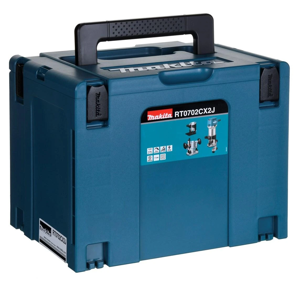 Makita RT0702CX2J Freza 710W 6- 8mm, 10.000 - 34.000 r/min 1,8kg + Priedai