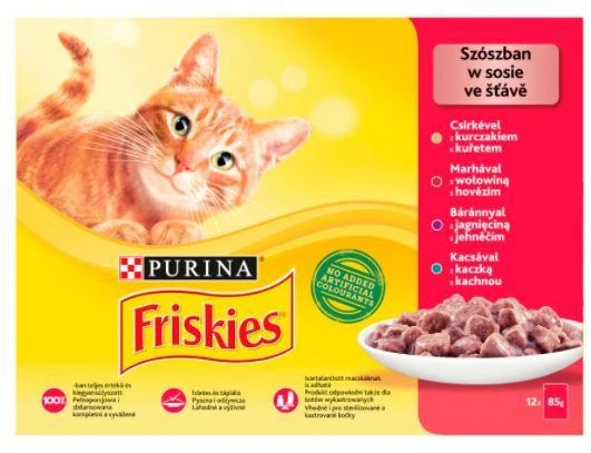 Purina Nestle Kačių Maistas - Friskies Mėsos Mišinio Drėgnas Kačių Maistas 12 x 85 g