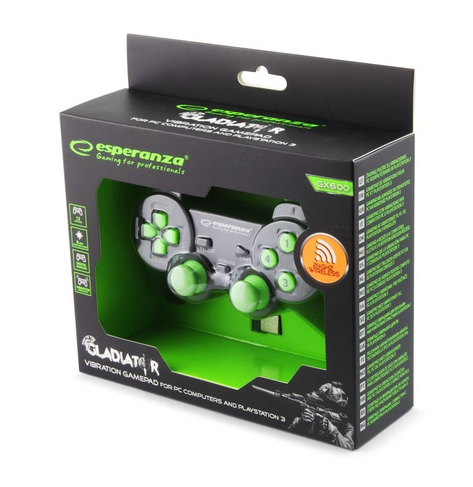 Bevielis ŽAIDIMŲ PULTAS SU VIBRACIJOMIS PC / PS3 ESPERANZA EGG108G GLADIATOR