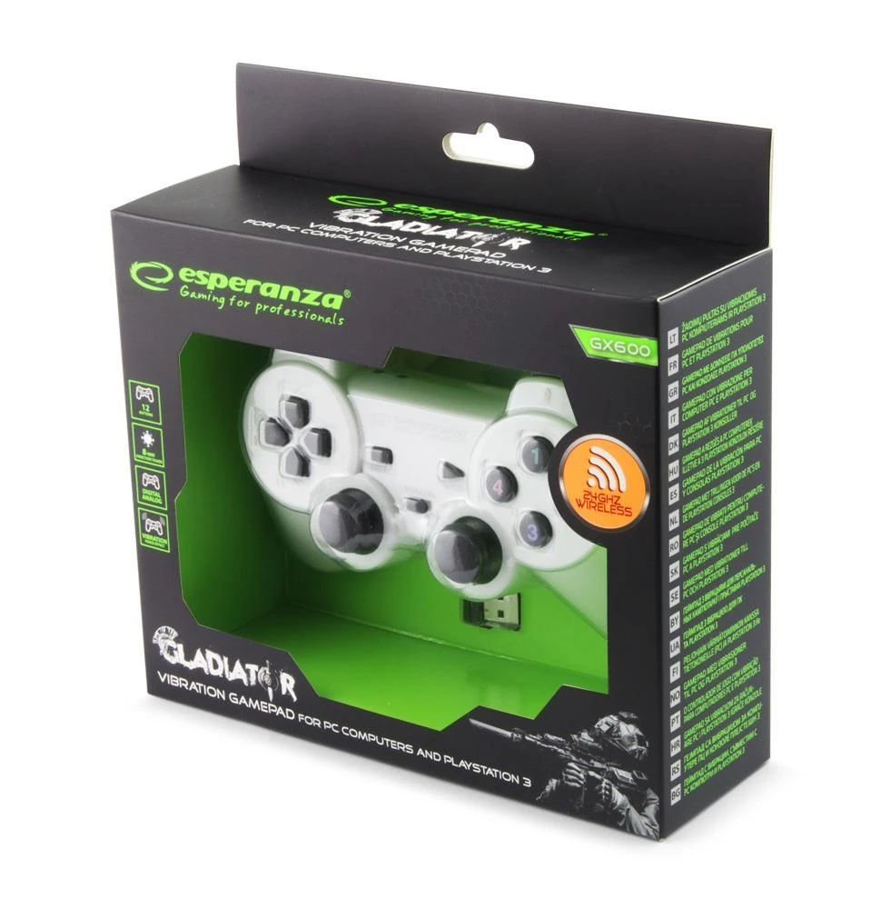 Bevielis ŽAIDIMŲ PULTAS SU VIBRACIJOMIS ESPERANZA EGG108W GLADIATOR  PC / PS3 