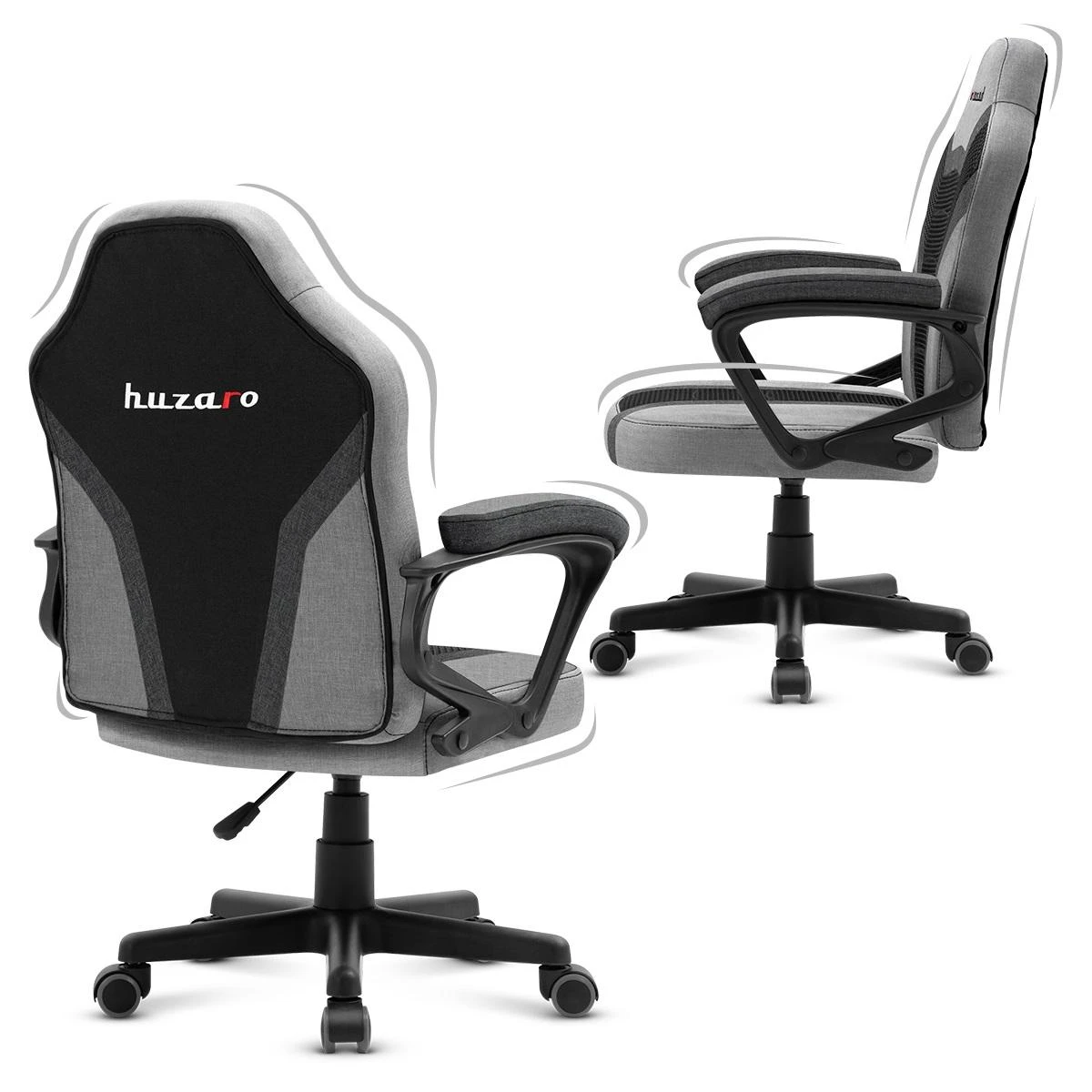 Žaidimų kėdė vaikams Huzaro Ranger 1.0, Juodos/Pilkos spalvos