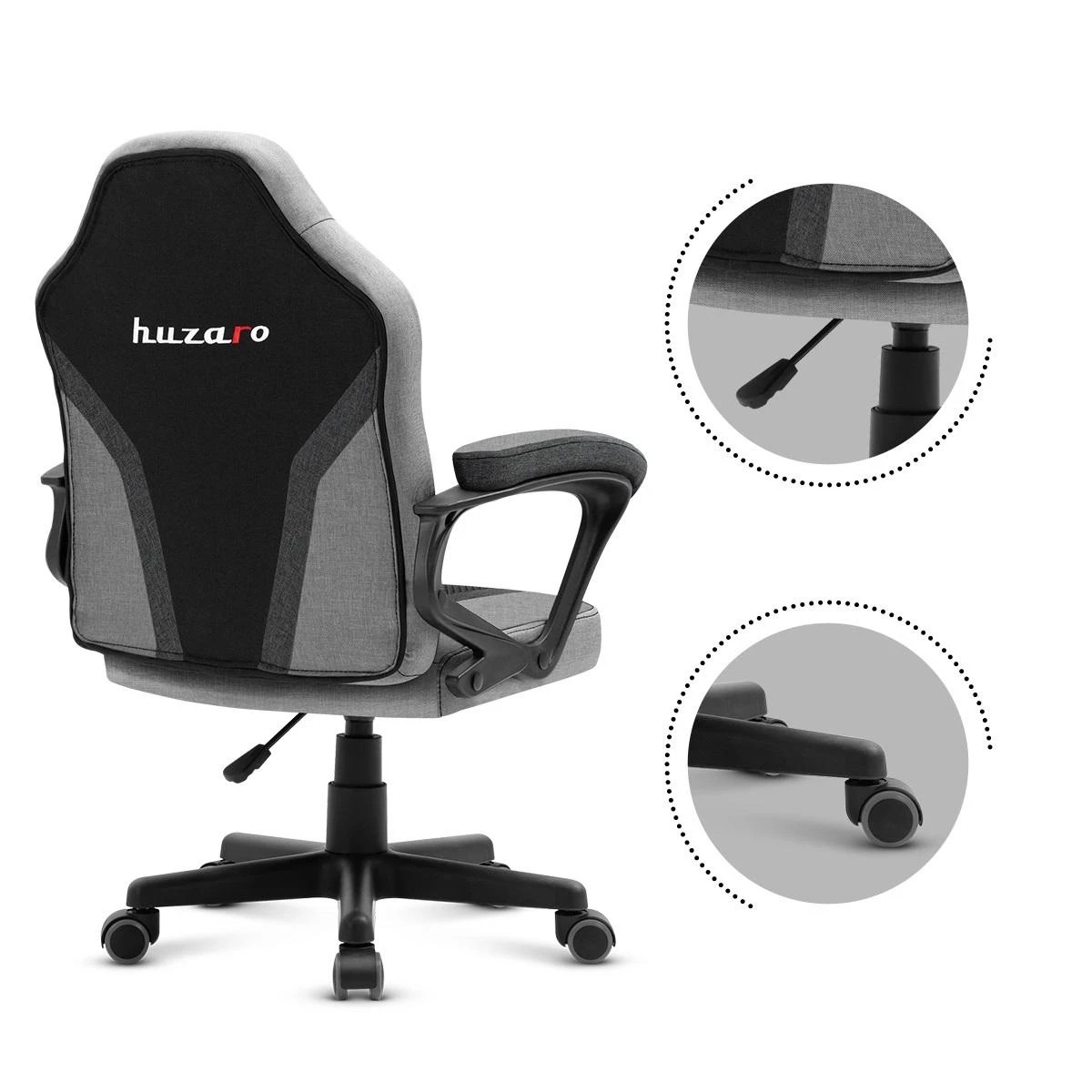 Žaidimų kėdė vaikams Huzaro Ranger 1.0, Juodos/Pilkos spalvos