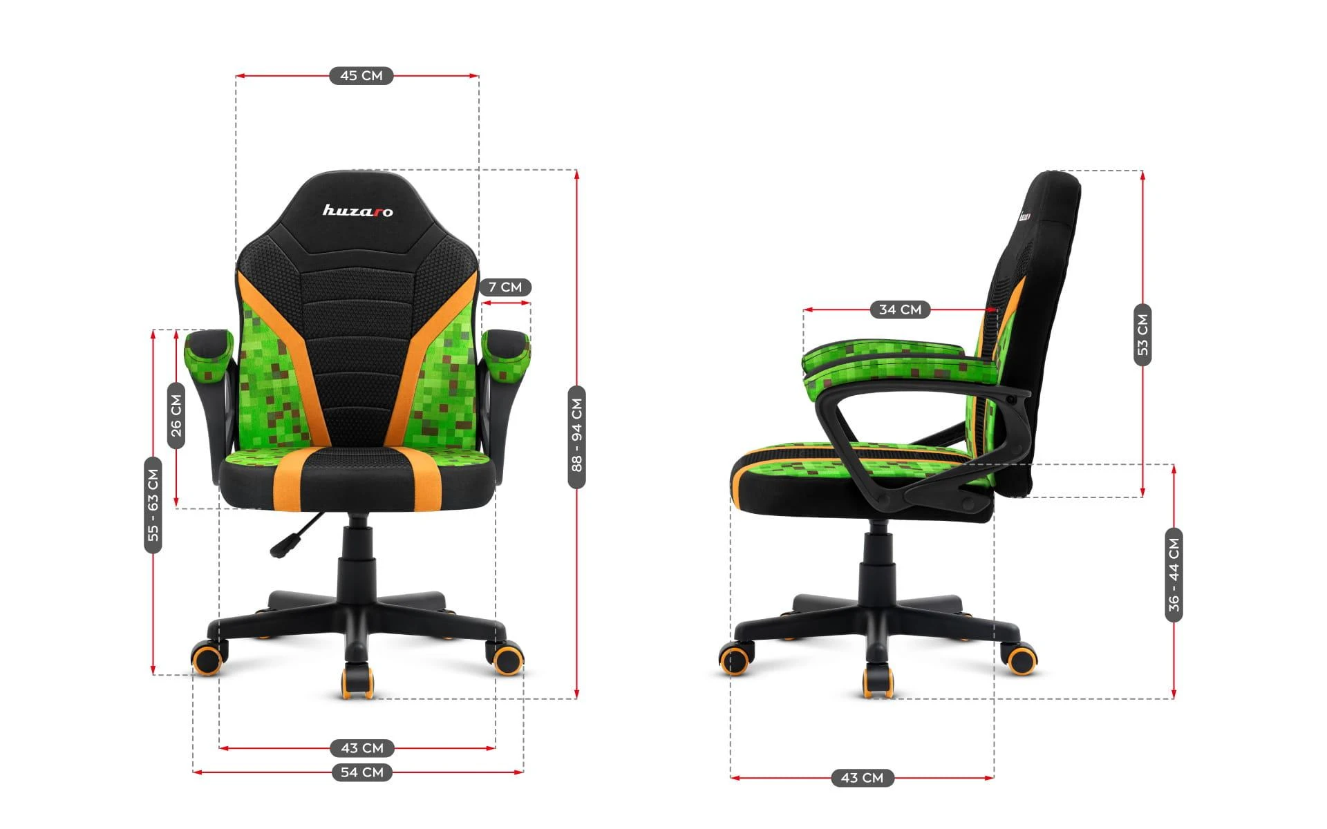 Žaidimų kėdė vaikams Huzaro Ranger 1.0, Juodos/Žalios spalvos
