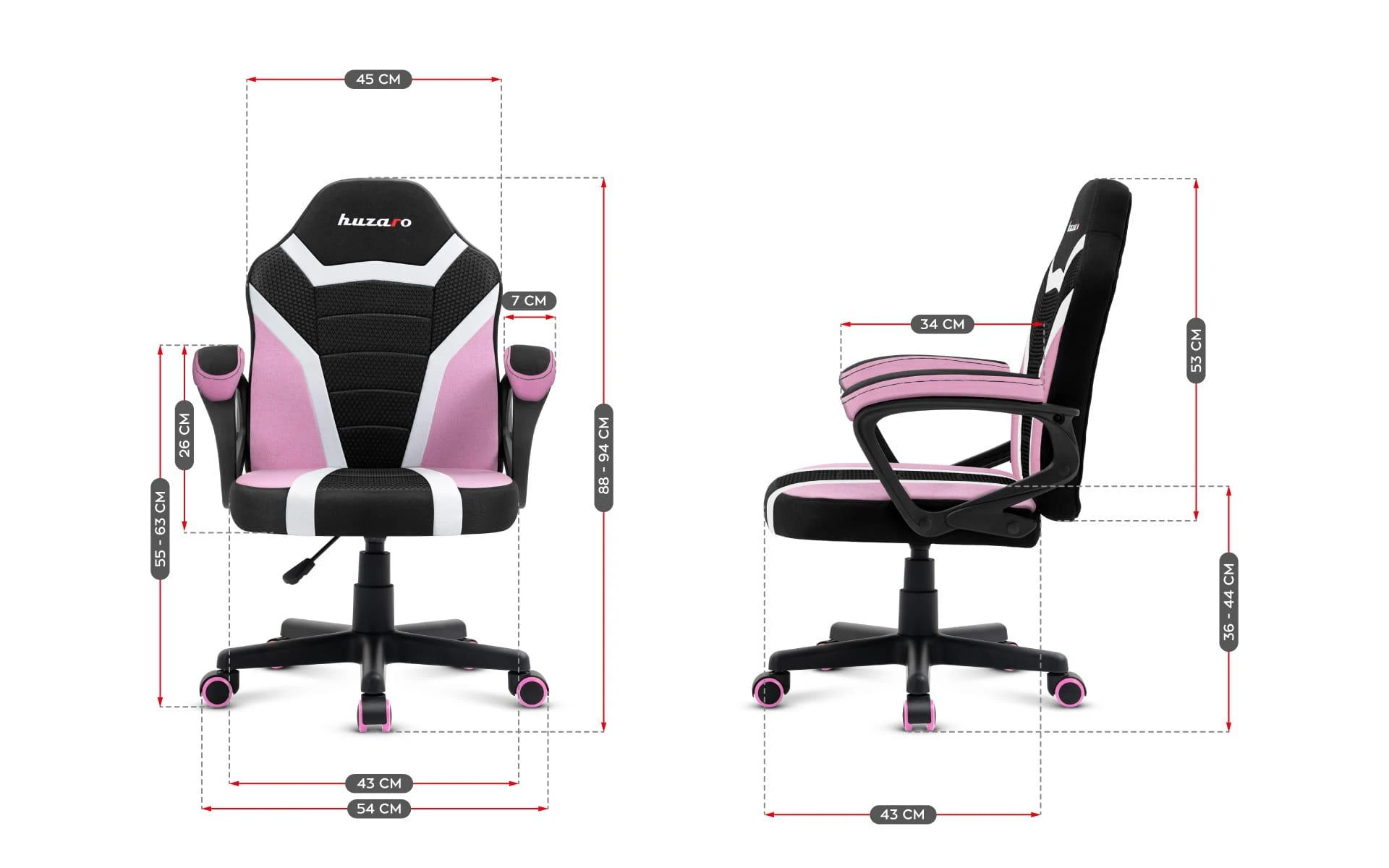 Žaidimų kėdė vaikams Huzaro Ranger 1.0 Mesh, Rožinės spalvos