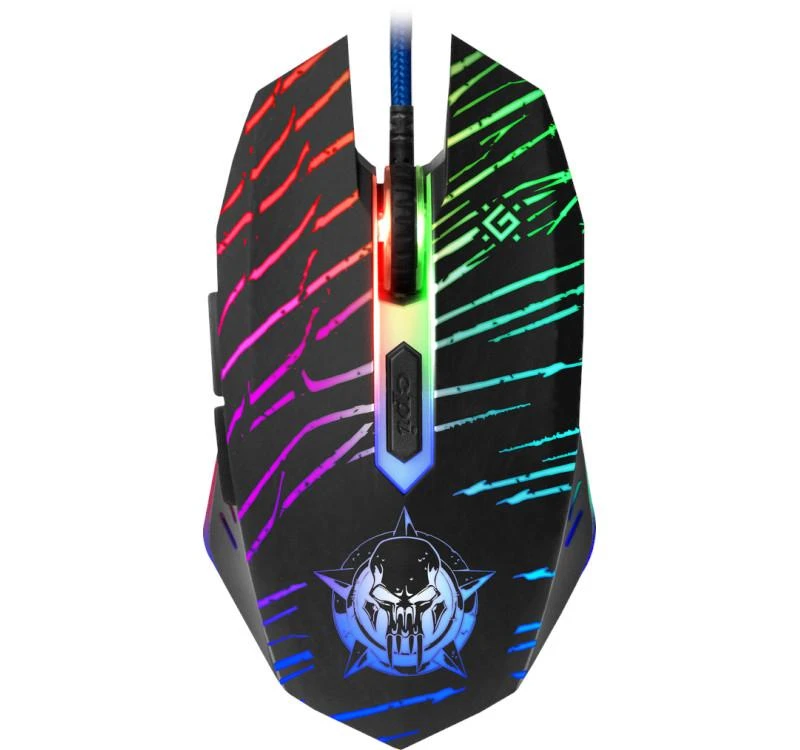 Pelė Myszka žaidimams Defender Dark Agent GM-590L su laidu 12800 dpi optinė juoda