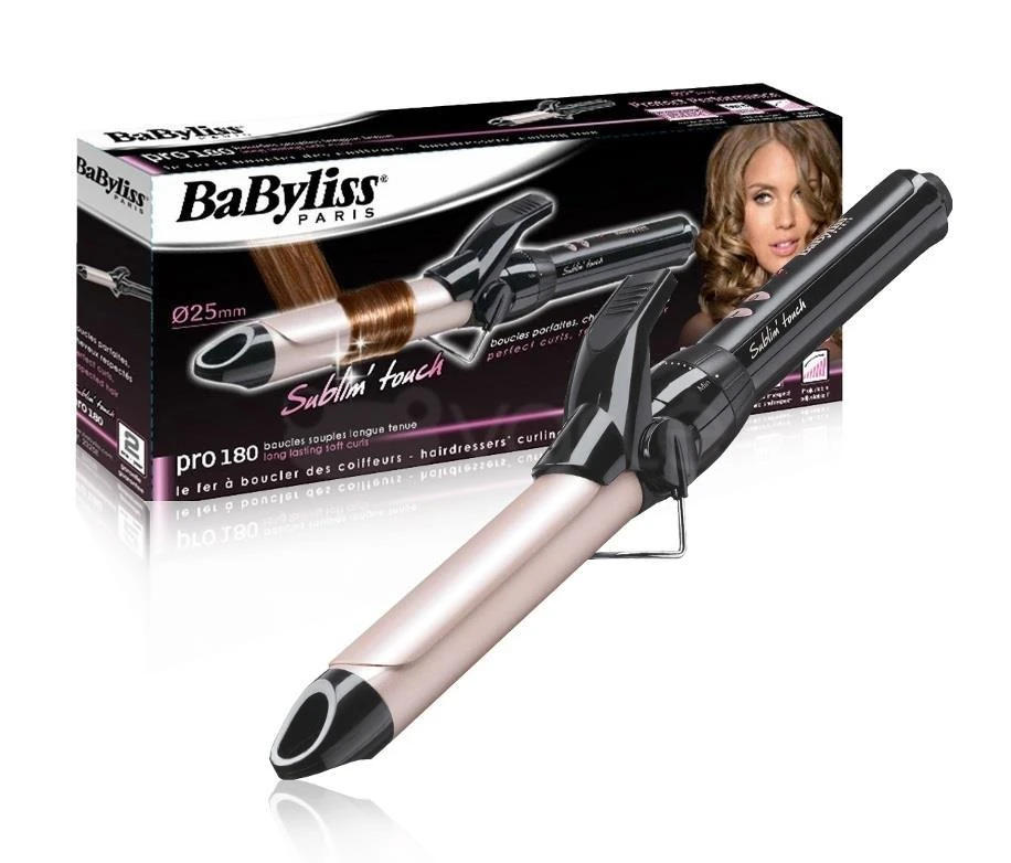 BABYLISS Plaukų garbanojimo žnyplės C325E Sublim Touch Curling Iron Barrel diameter 25 mm, Temperature (min) 150 °C, Temperature (max) 180 °C, Number of heating levels 10, Ekranas No, Juodas/pink, Yes, Yes, Yes
