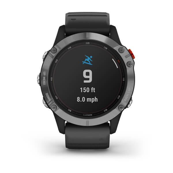 Išmanusis laikrodis Garmin fenix 6 Solar, Sidabro spalvos su juodu dirželiu  | Varle.lt