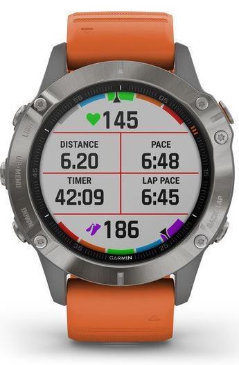Išmanusis laikrodis Garmin fenix 6 Pro Sapphire, Titano spalvos su  oranžinės spalvos dirželiu | Varle.lt