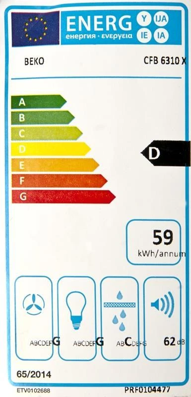 Gartraukis po spintele Beko CFB 6310 X (160 m3/h, 600mm, inox spalva)