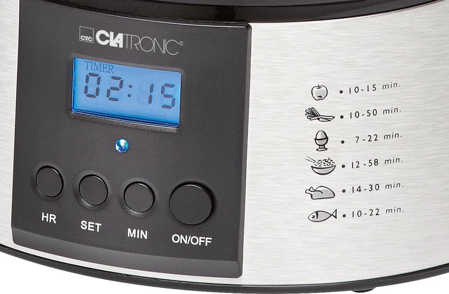 Clatronic DG 3547 steam cooker 3 basket(s) Juodas,Nerūdijantis plienas 800 W