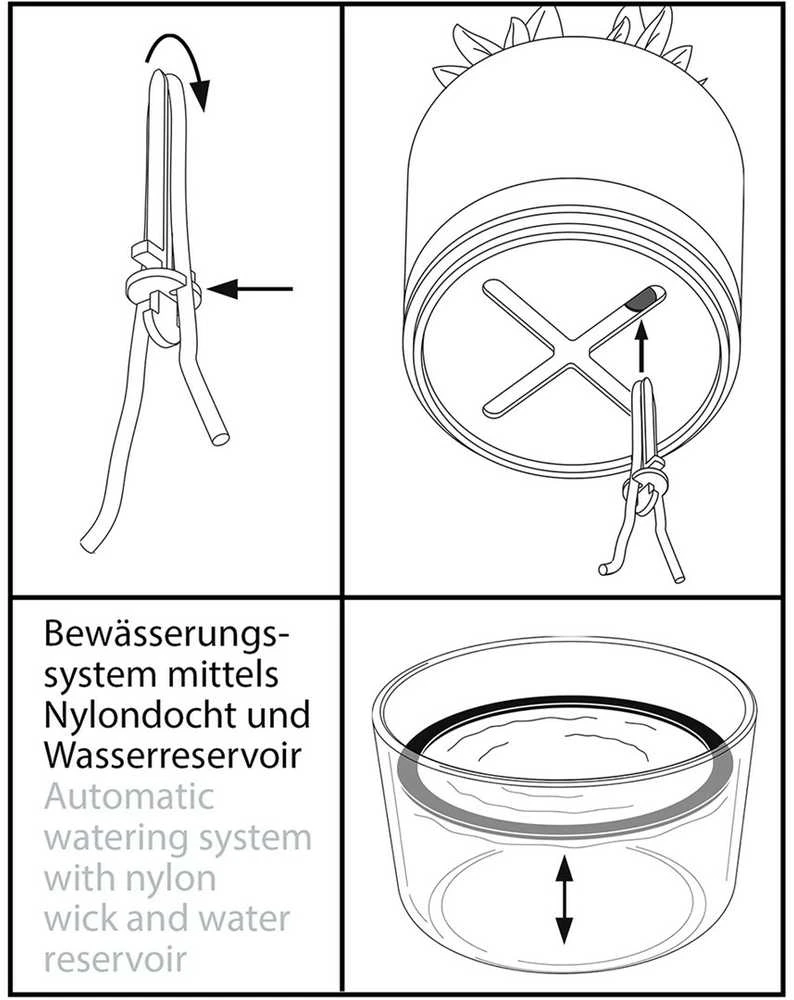 Vazonas - GEFU BOTANICO Laisvai Stovintis Plastikinis, Nerūdijančio Plieno, 0.5L Vandens Bakas, Juodas
