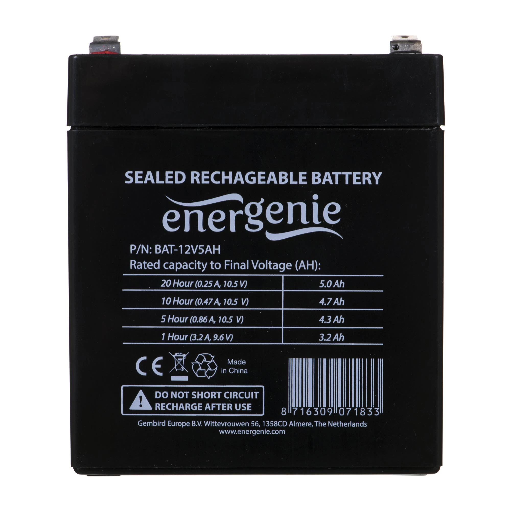 Įkraunama baterija Gembird BAT-12V5AH 12 V 5 Ah 