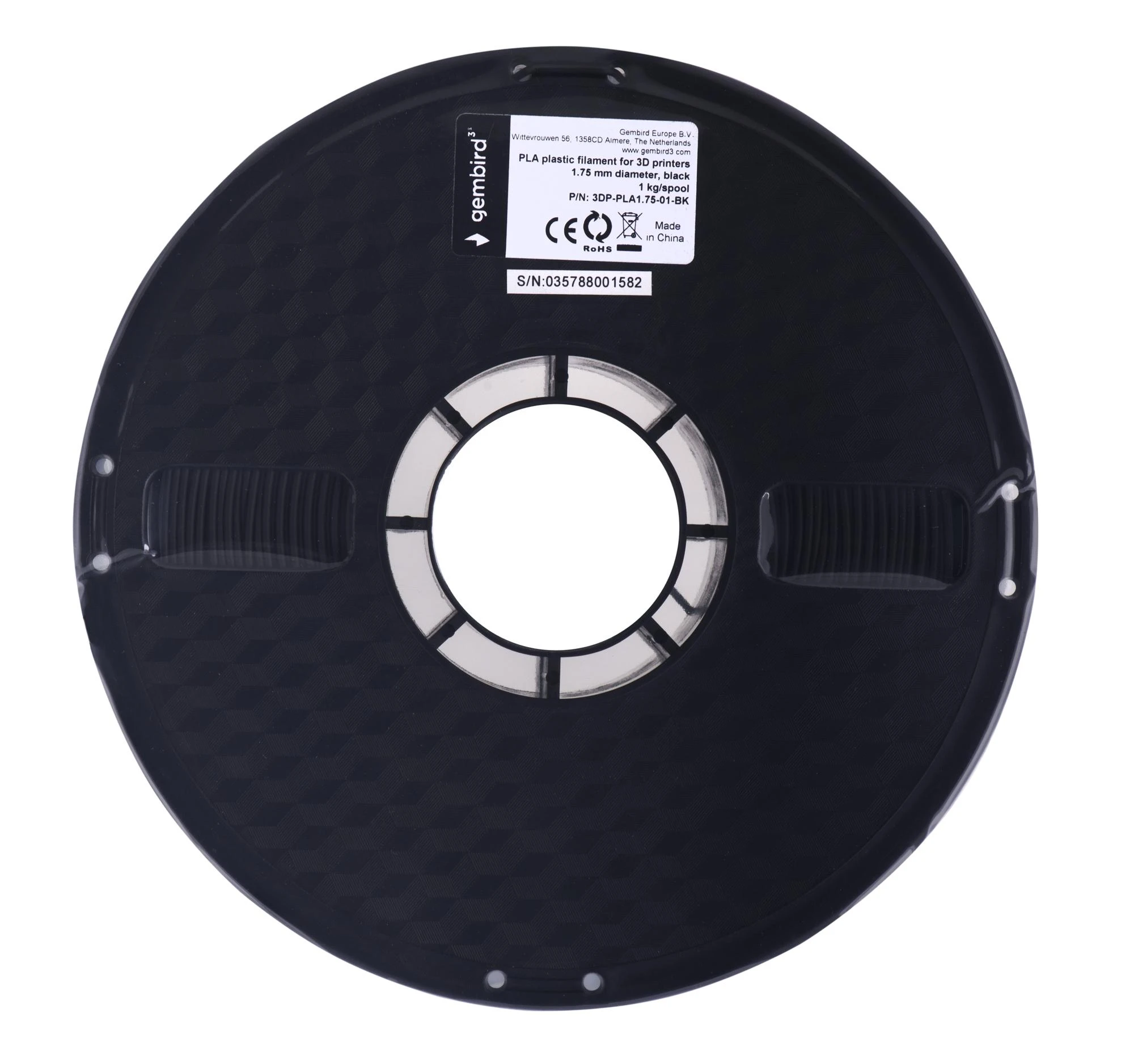 GEMBIRD 3DP-PLA1.75-01-BK Filament PLA Juodas 1.75mm 1kg