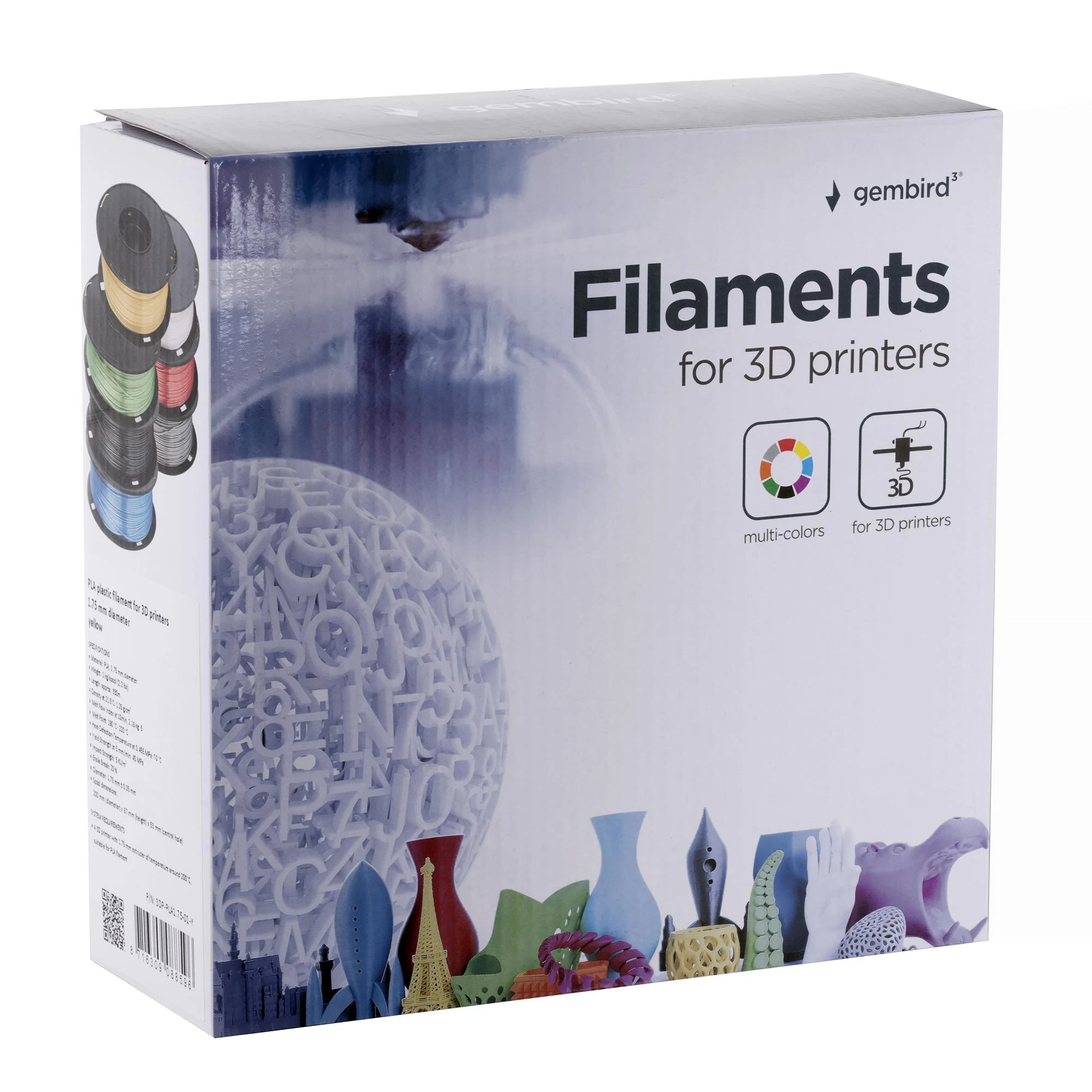 GEMBIRD 3DP-PLA1.75-01-Y siūlas Gembird PLA Geltona 1,75mm 1kg
