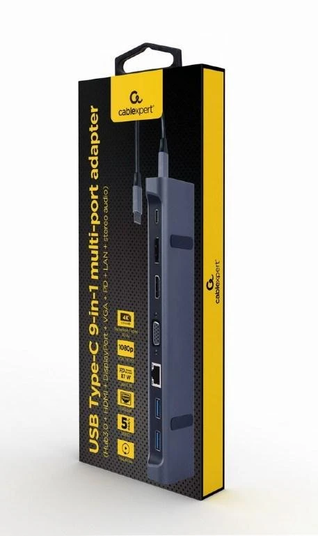Gembird 9-in-1 USB-C adapterio pakuotė