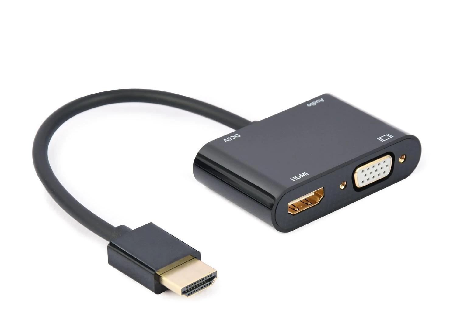 GEMBIRD HDMI male to HDMI female + VGA female + audio adapter cable juodas