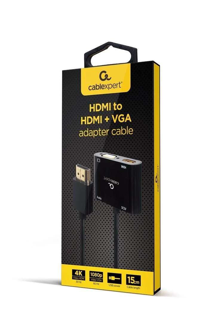 GEMBIRD HDMI male to HDMI female + VGA female + audio adapter cable juodas
