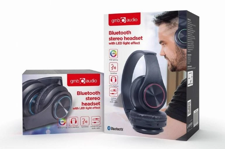GEMBIRD Bluetooth stereo ausinės su LED šviesos efektu