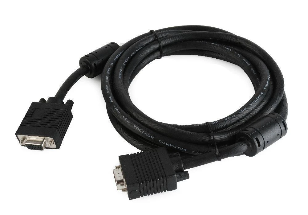 GEMBIRD CC-PPVGAX-10-B Gembird Premium VGA-Ext. HD15m/HD15f dvigubai ekranuotas su 2 feritu, 3m, juodas