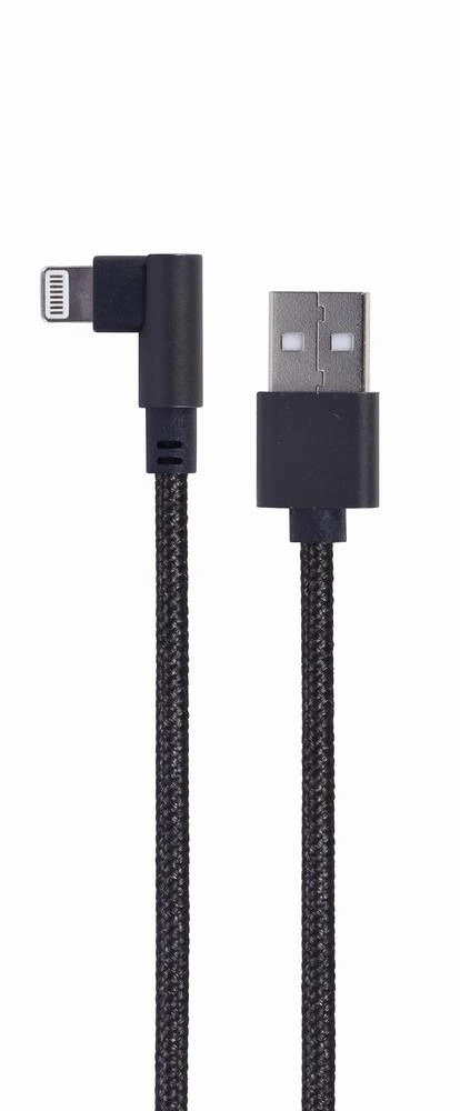 GEMBIRD CC-USB2-AMLML-0.2M kampinis 8 kontaktų USB įkrovimo-duomenų kabelis 0.2 m juodas