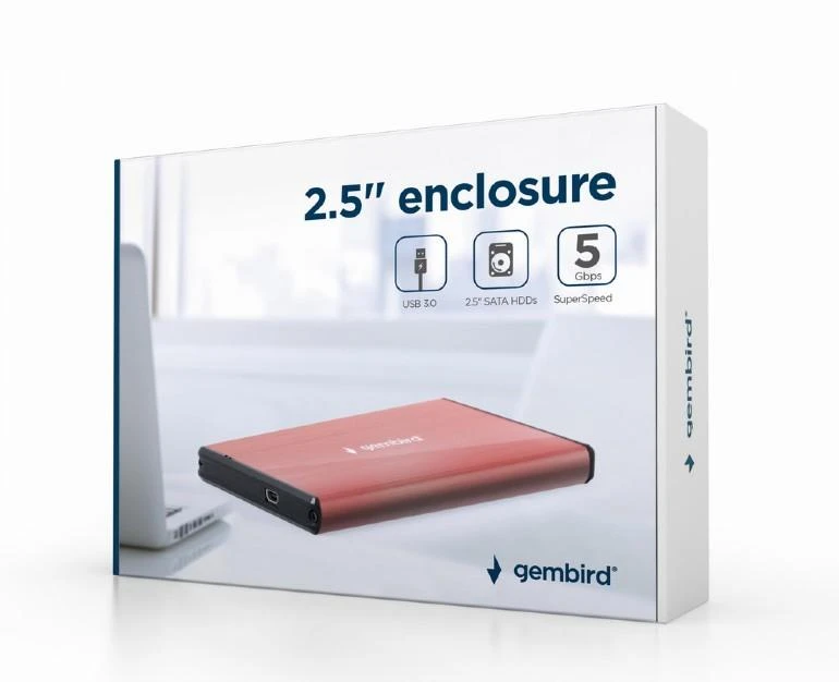 Gembird rožinis HDD korpusas pakuotėje