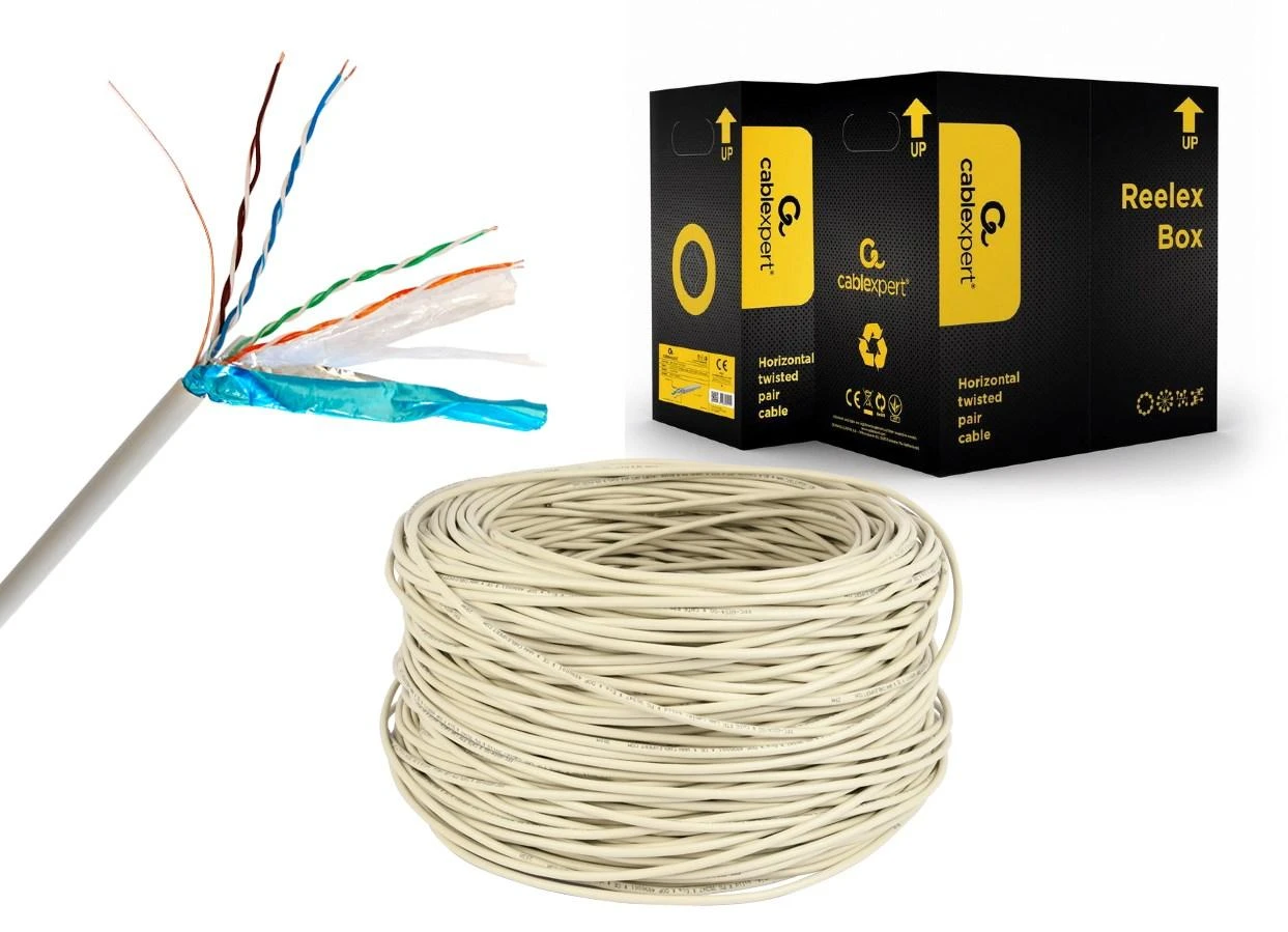 Gembird instaliacinis kabelis FTP, kat.6, CCA, 305m, pilkas