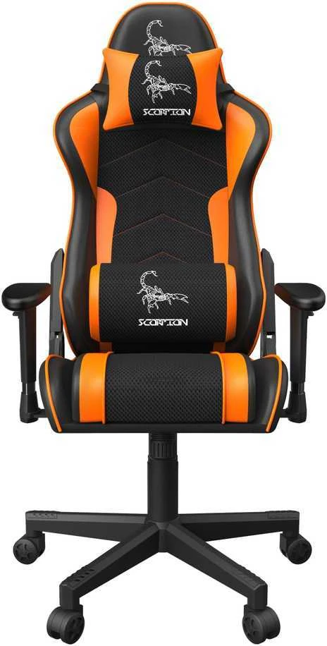 GEMBIRD Gaming chair SCORPION juodas mesh oranžinis skin