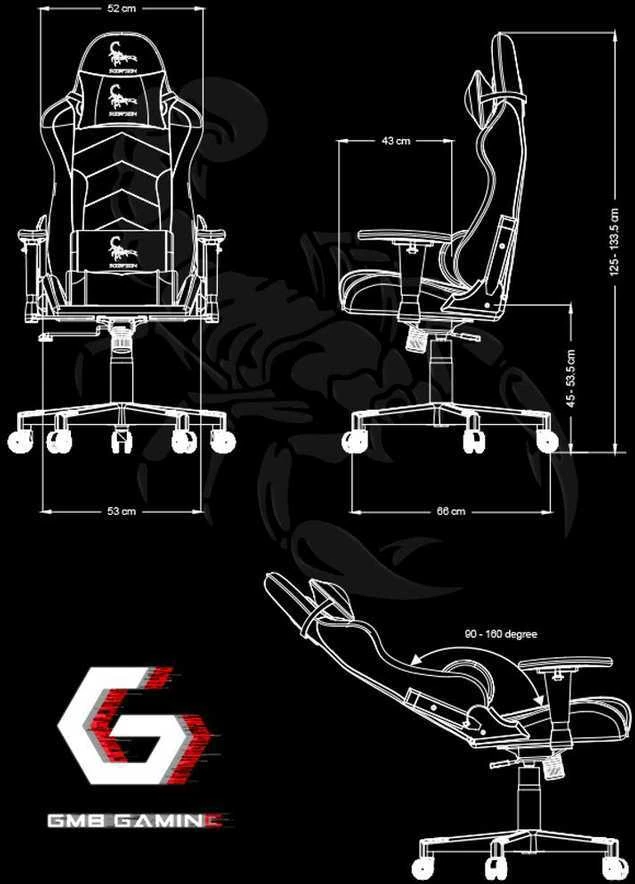 GEMBIRD Gaming chair SCORPION juodas mesh oranžinis skin