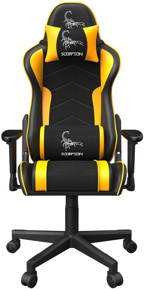 GEMBIRD Žaidimų kėdė SCORPION juodas tinklelio geltona oda