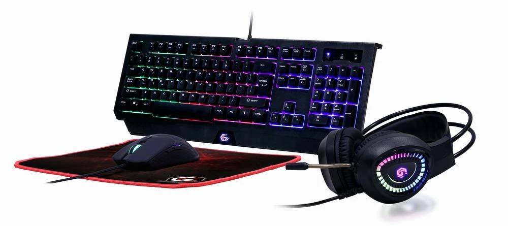 Klaviatūra GEMBIRD 4-in-1 foninio apšvietimo žaidimų rinkinys „Phantom US“ išdėstymas
