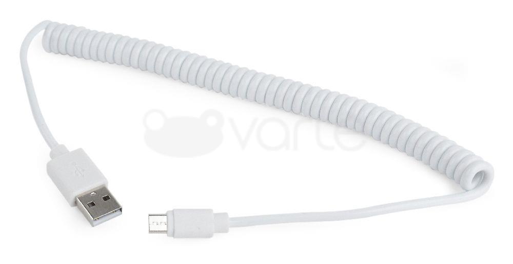GEMBIRD CC-mUSB2C-AMBM-6-W Gembird spiralinis mikro USB kabelis, 1,8 m, baltas