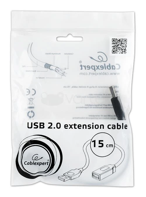 Gembird „Cablexpert“ USB 2.0 prailginimo laidas, 15 cm