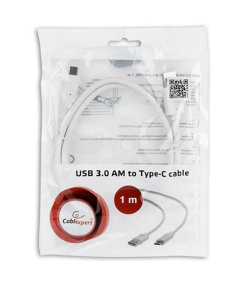 GEMBIRD CCP-USB3-AMCM-1M-W USB 3.0 kabelis į USB C tipo AM/CM 1m baltas