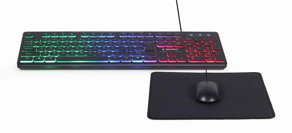 Gembird | 3-in-1 Backlight Desktop Set | KBS-UML-01 | Klaviatūra, Pelė and Pad Set | su laidu | su pele | US | Juodas