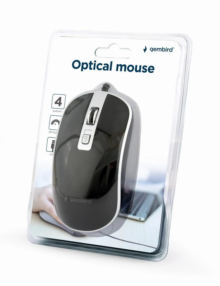GEMBIRD MUS-4B-06-BS Optinė pelė USB juodas/sidabrinis