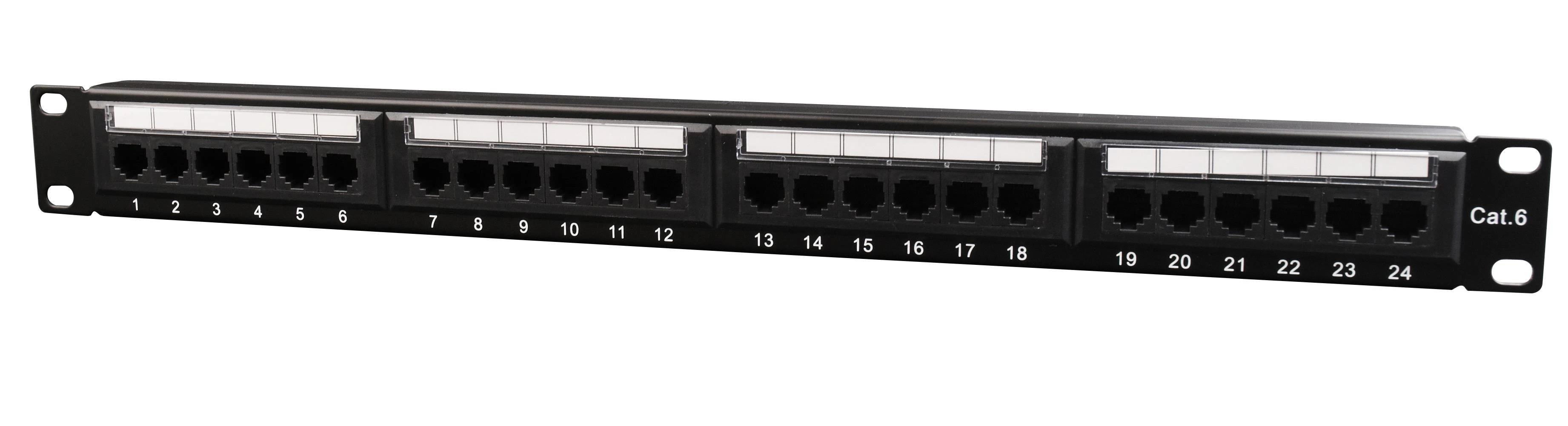 GEMBIRD NPP-C624CM-001 Gembird 19 patch panel 24 port 1U cat.6 su galinio kabelio valdymu, juodas