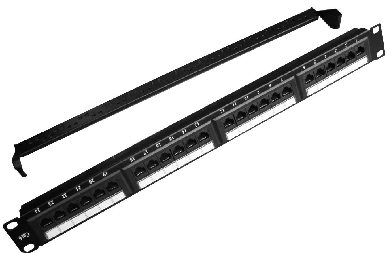 GEMBIRD NPP-C624CM-001 Gembird 19 patch panel 24 port 1U cat.6 su galinio kabelio valdymu, juodas
