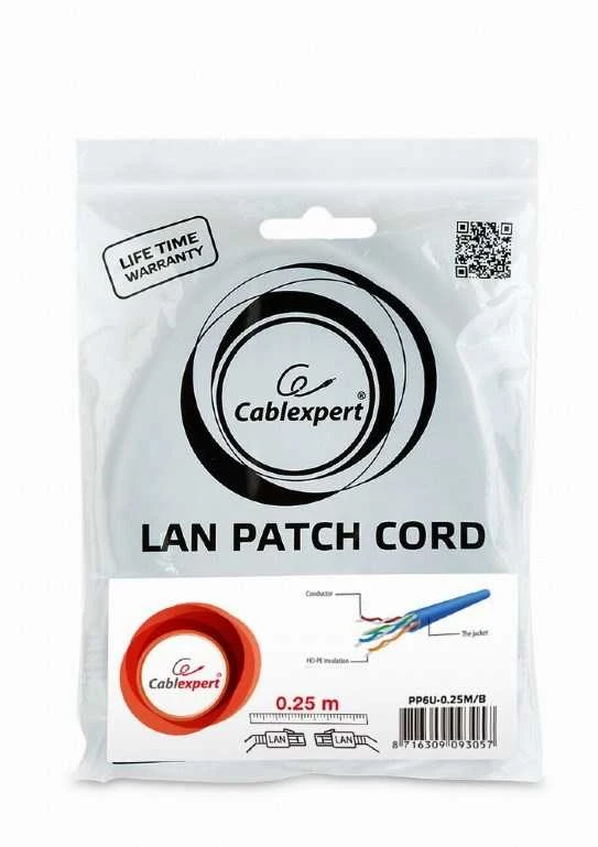 GEMBIRD PP6U-0,25M/B Gembird Patch laidas UTP Cat6, 0,25 m mėlynas